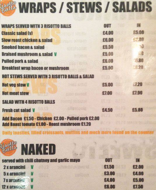 Arancini Brothers Menu, Menu for Arancini Brothers, Kentish Town