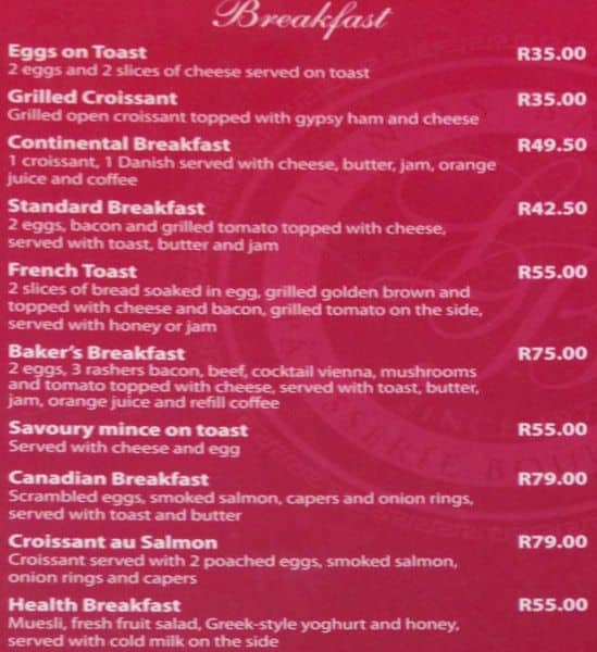 Limnos Bakers Menu, Menu for Limnos Bakers, Green Point, Cape Town
