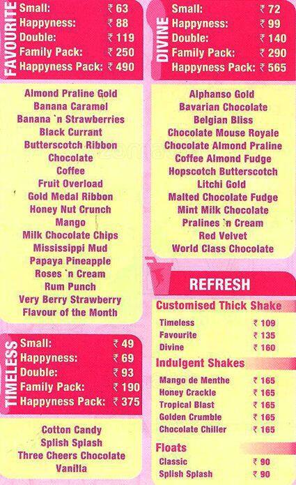 baskin robbins brown menu