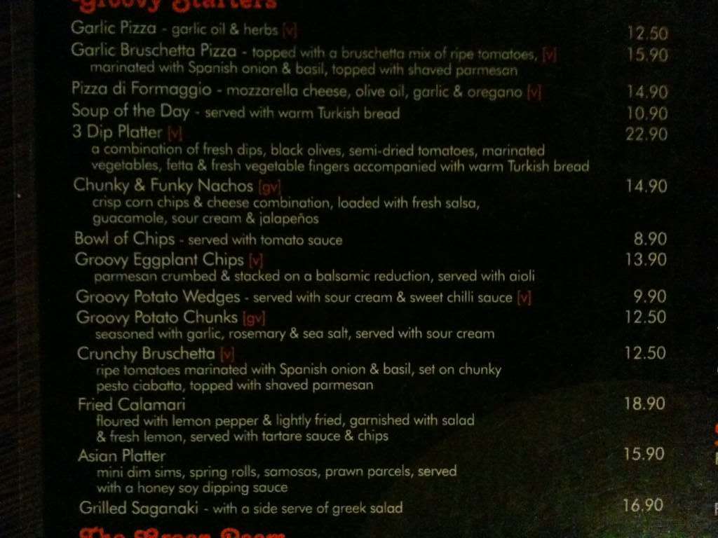 Groove Train Menu, Menu for Groove Train, Brisbane CBD, Brisbane