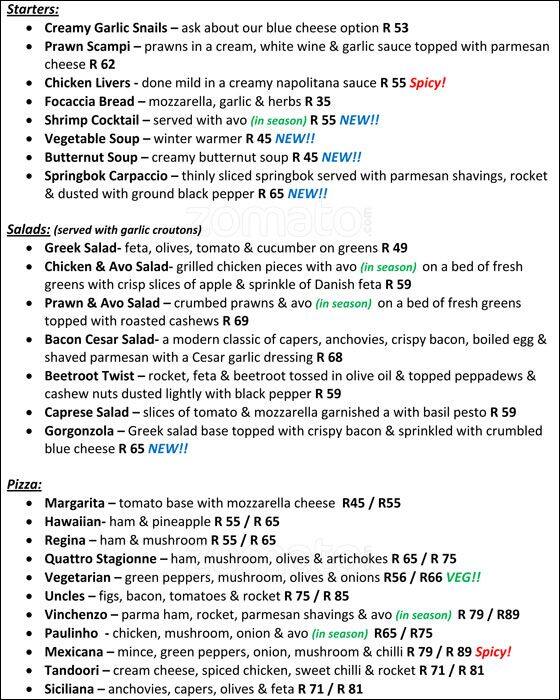 Olive n Twist Menu, Menu for Olive n Twist, North Riding, Johannesburg