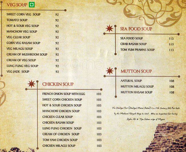 Dindigul Thalappakatti Menu, Menu for Dindigul Thalappakatti ...