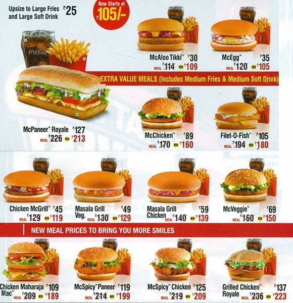 Mcdonalds Meals Menu Mcdonald's Model Town 2 Menu
