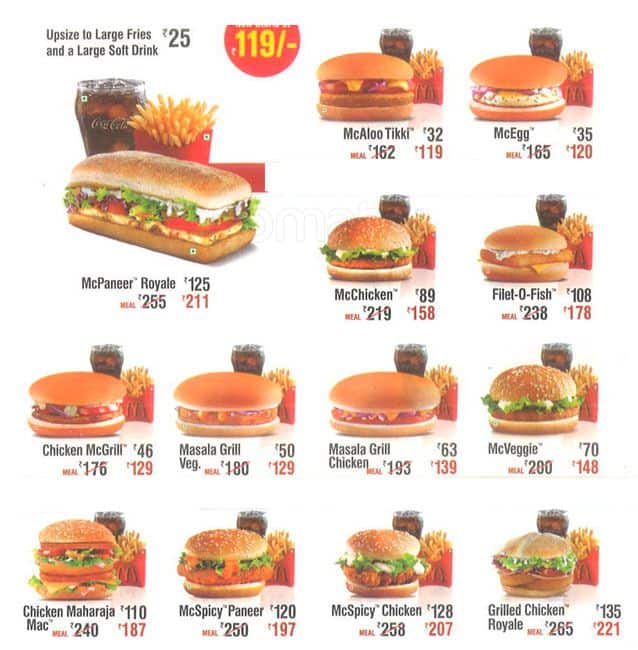 McDonald's Menu, Menu for McDonald's, New Friends Colony ...