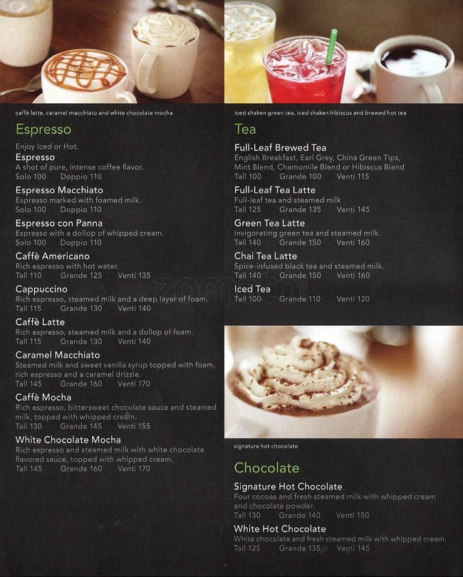 Iced Coffee Starbucks Menu Philippines Image of Coffee