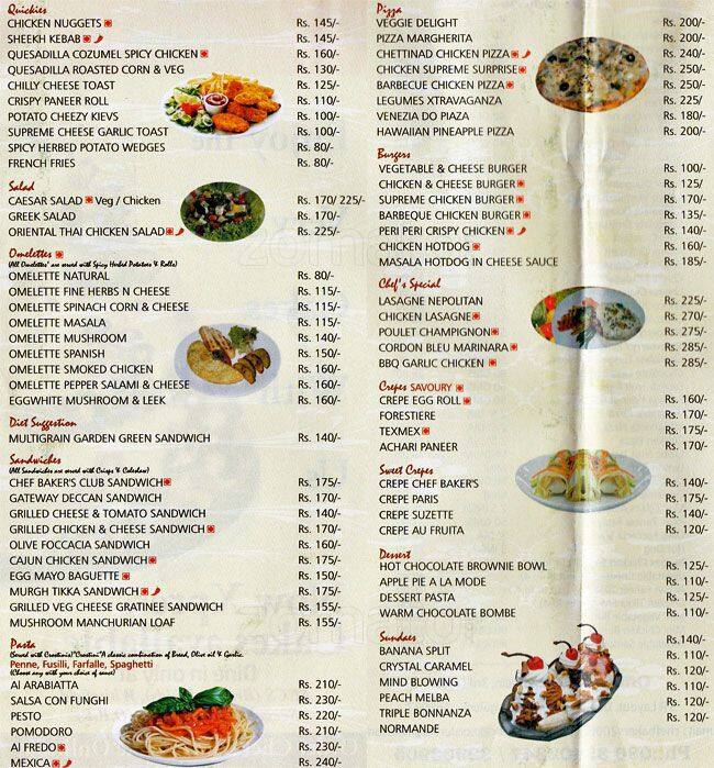 Chef Baker's Menu, Menu for Chef Baker's, Marathahalli, Bangalore - Zomato