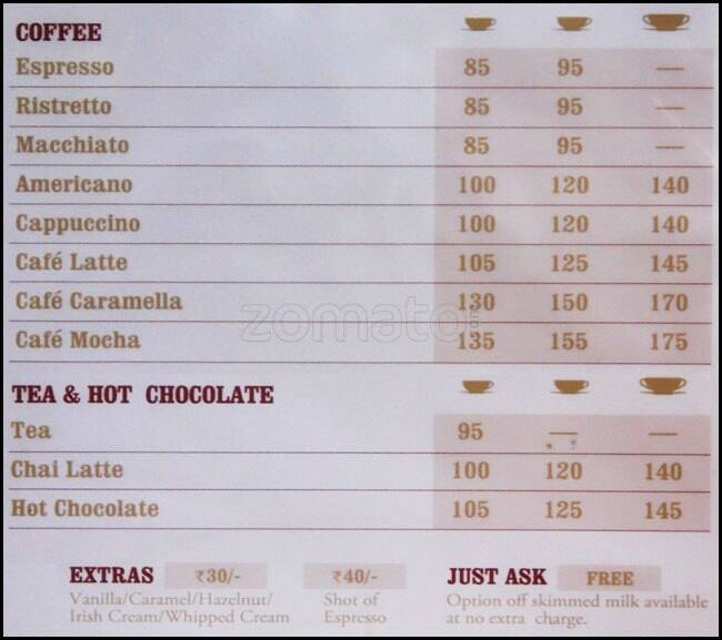 Costa Coffee Menu, Menu for Costa Coffee, Law College Road