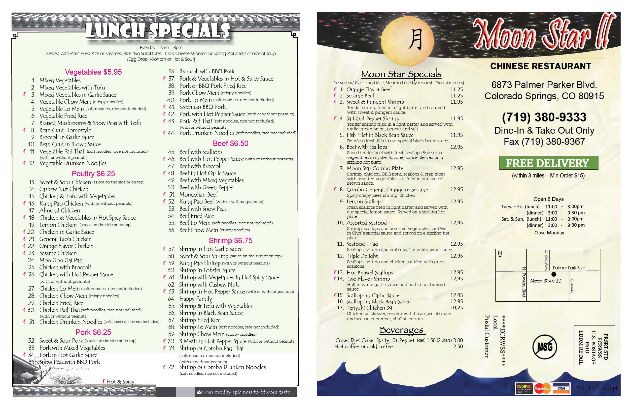Moon Star 2 Chinese Restaurant Menu Zomato United States