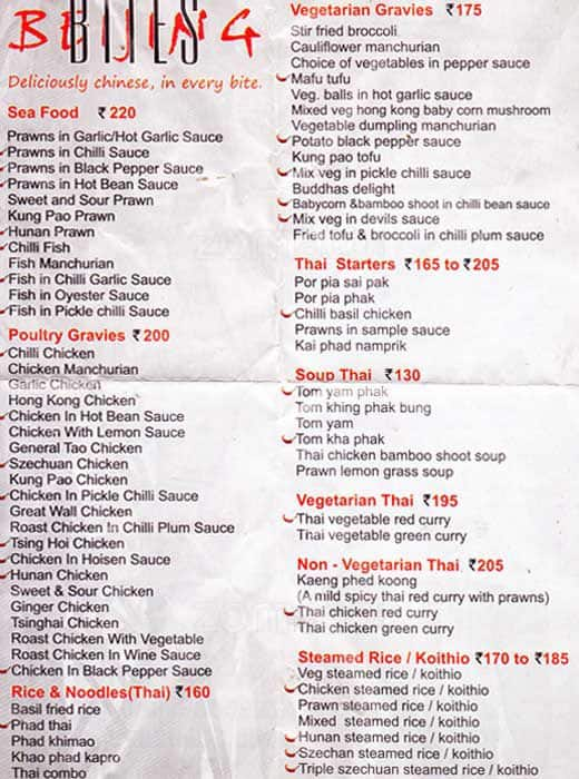 Beijing Bites Menu, Menu for Beijing Bites, Electronic City, Bangalore