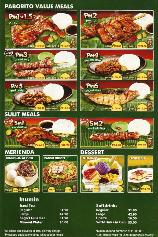 Mang Inasal Menu, Menu for Mang Inasal, Salcedo Village, Makati City