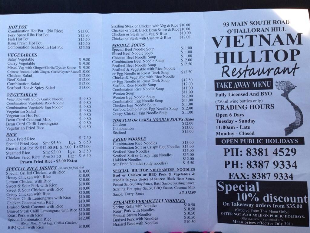 Vietnam Hilltop Restaurant Menu Urbanspoonzomato vrogue.co
