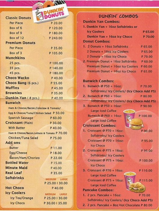 Dunkin Donuts Menu, Menu for Dunkin Donuts, Santa Mesa, Manila Zomato