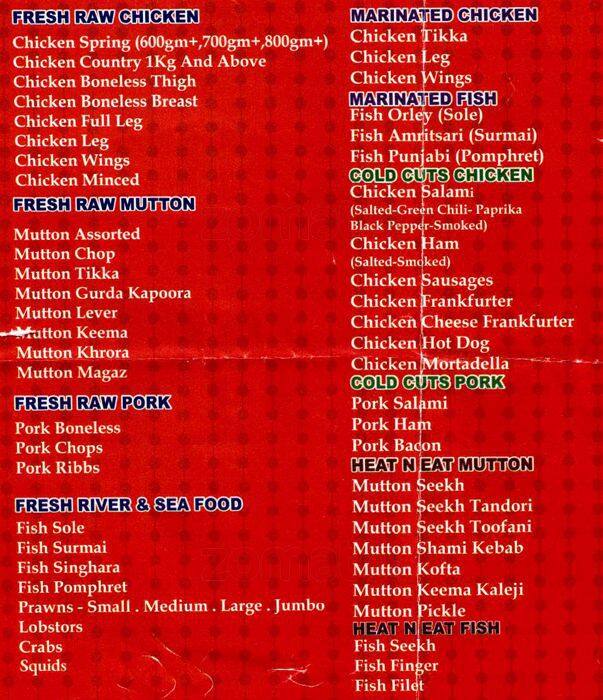 Sardar Pure Meat Shop Menu, Menu for Sardar Pure Meat Shop, Rohini, New