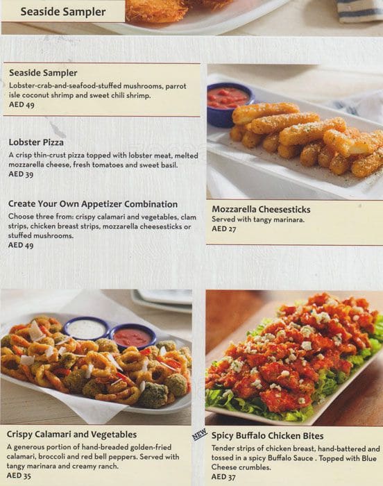 Menú de Red Lobster, Al Wahda