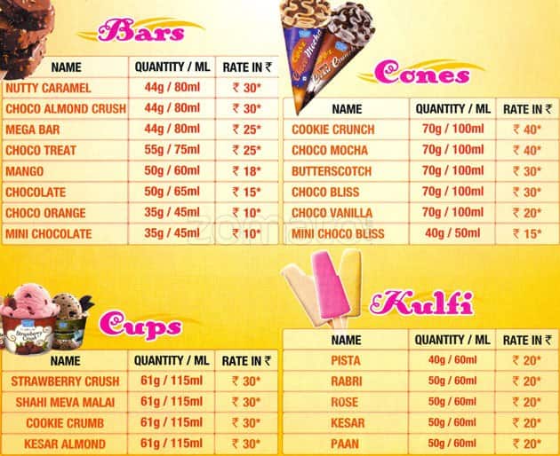 Mother Dairy Menu, Menu for Mother Dairy, Castle Mill, Thane West