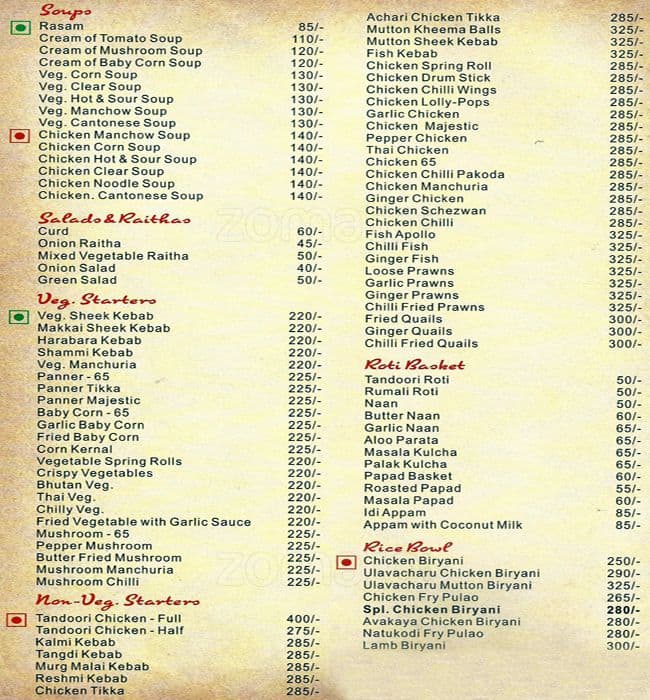 The Spicy Venue Menu, Menu for The Spicy Venue, Jubilee Hills