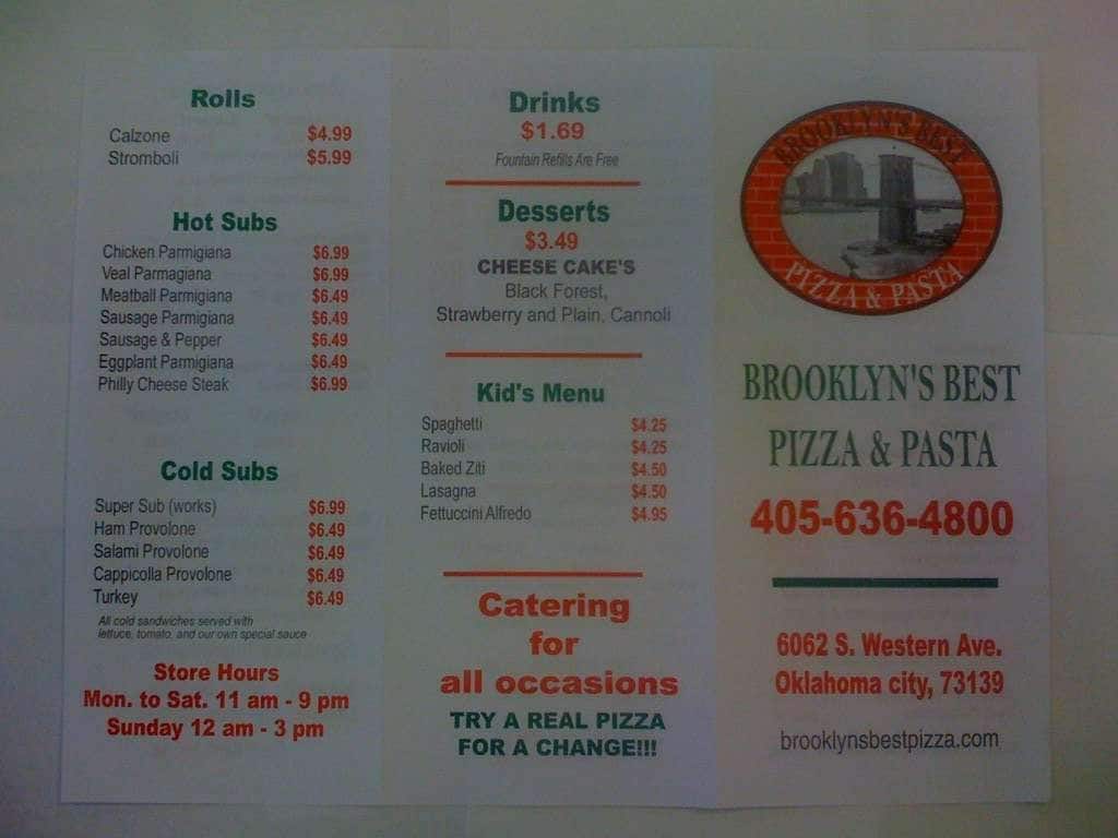Brooklyn's Best Pizza & Pasta Menu Zomato United States