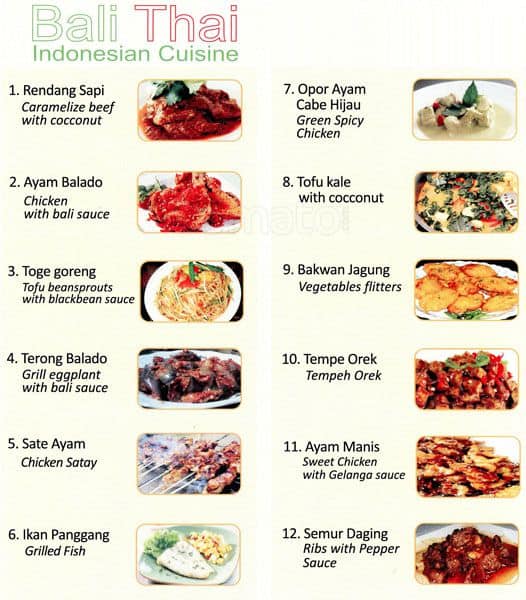 Bali Thai Indonesian Cuisine Menu  Zomato Canada