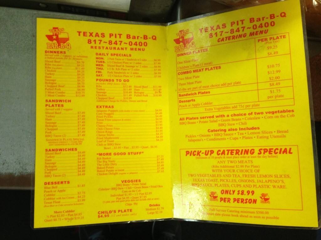 Texas Pit BBQ Menu, Menu for Texas Pit BBQ, Saginaw, Saginaw 