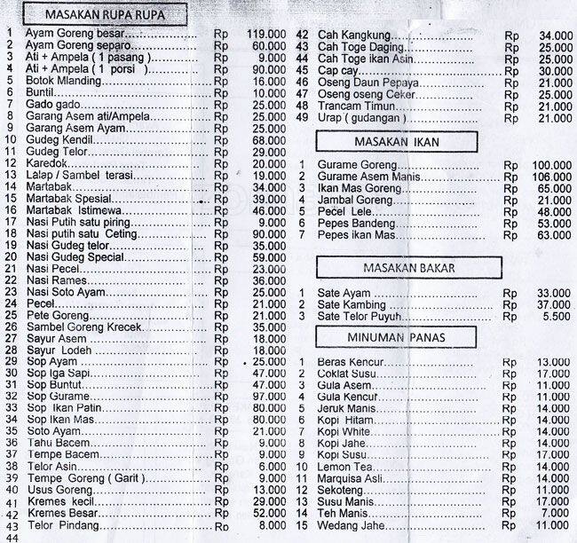 Ayam Goreng Suharti Menu, Menu for Ayam Goreng Suharti, Rawamangun ...