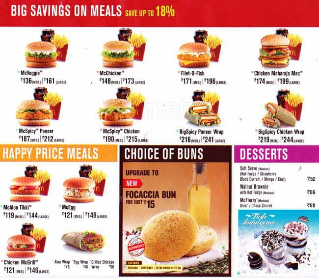 McDonald's Menu, Menu for McDonald's, Rammurthy Nagar, Bangalore - Zomato