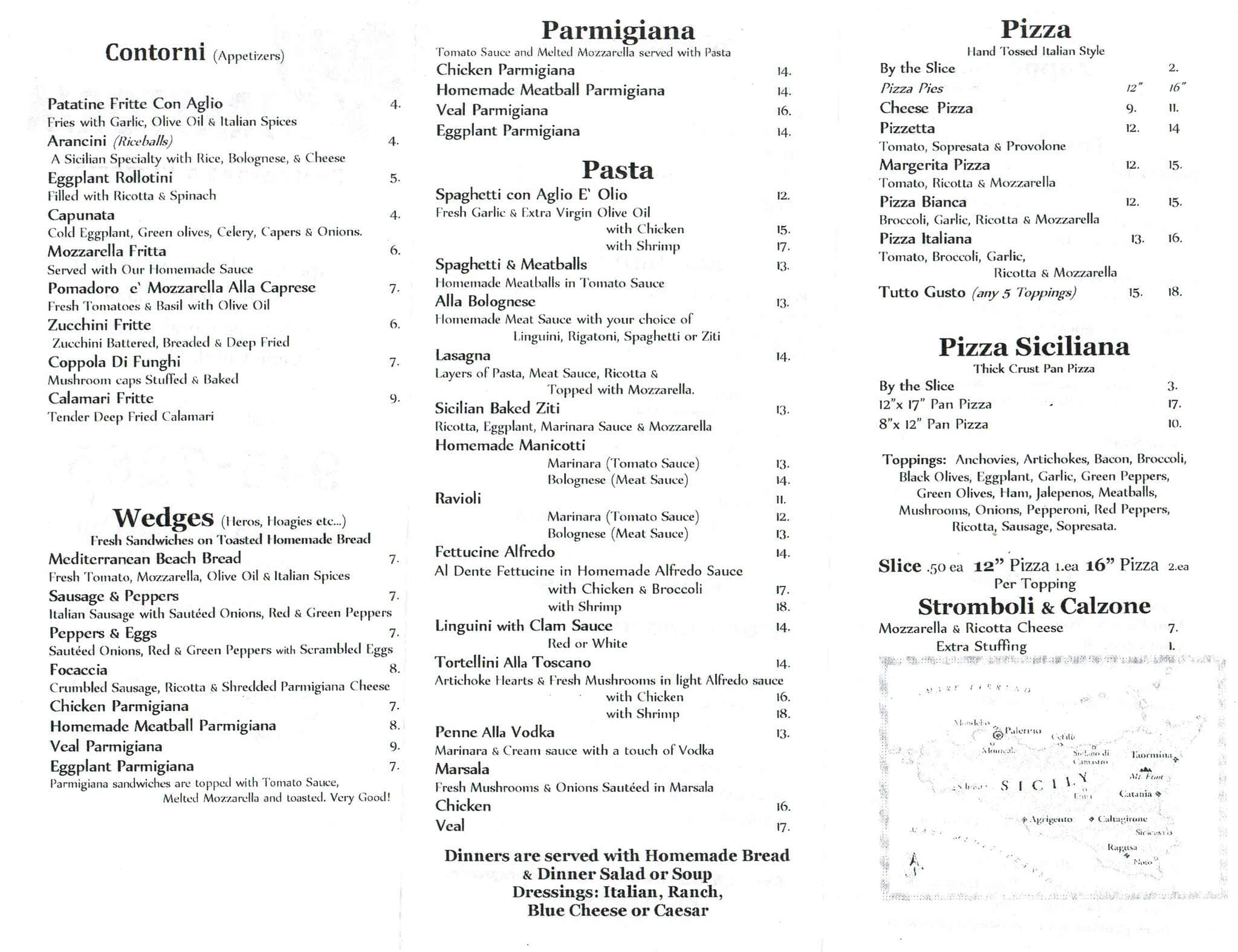 Sicily Trattoria  Menu  Menu  for Sicily Trattoria  Cape 