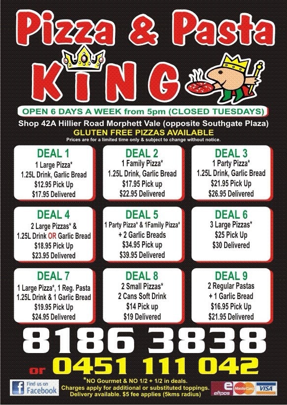 Pizza & Pasta King Menu, Menu for Pizza & Pasta King, Morphett Vale