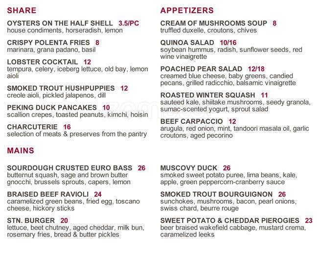 Richmond Station Menu, Menu for Richmond Station, Financial District