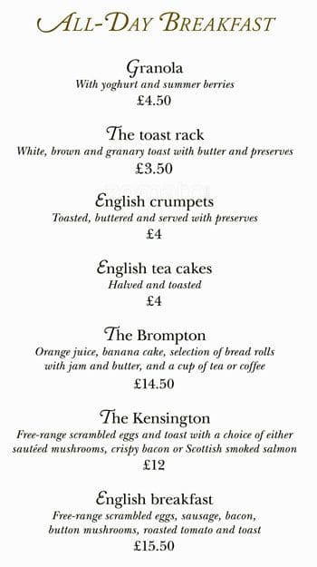 The Tea Room - Harrods Menu, Menu untuk The Tea Room - Harrods ...