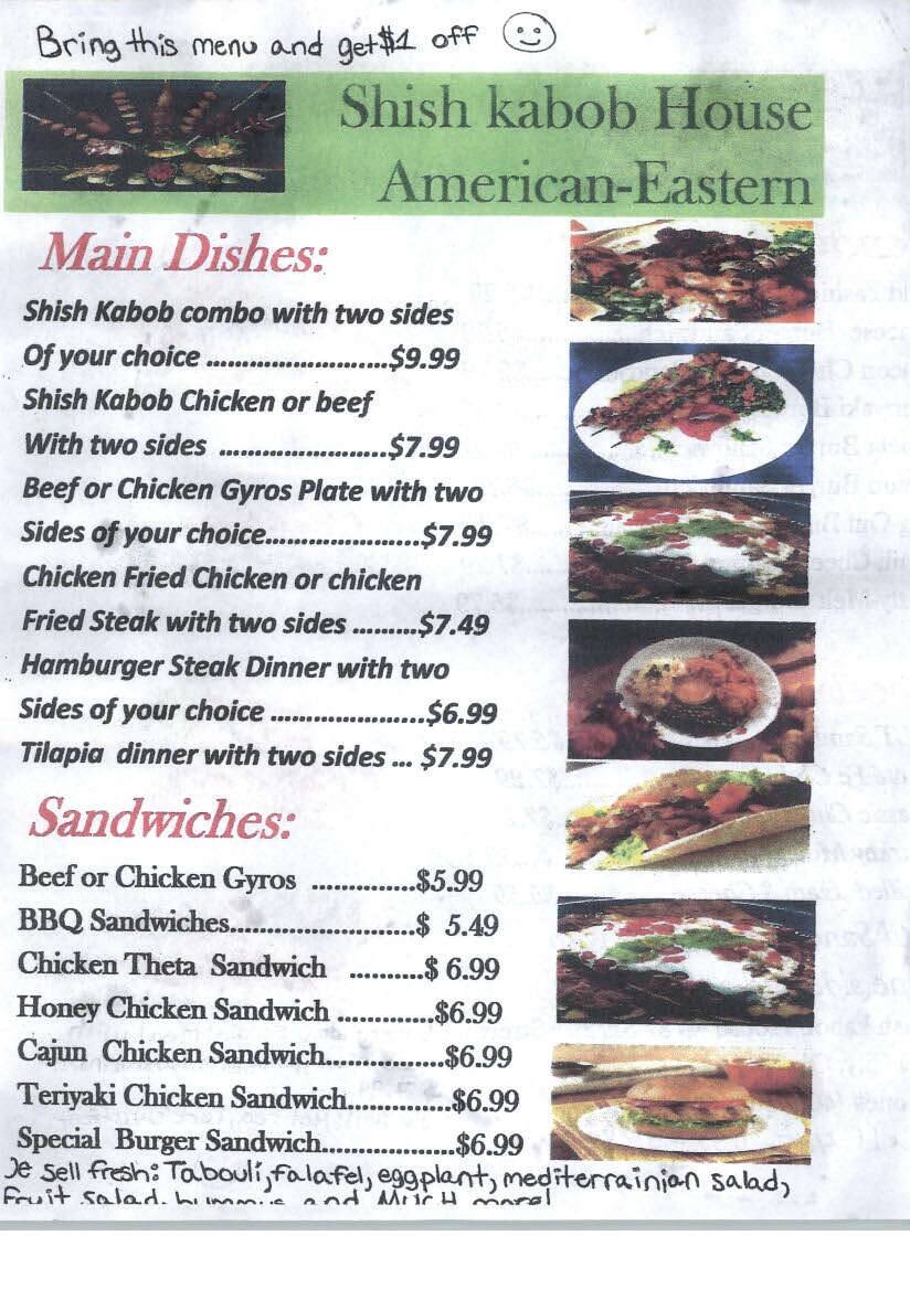 Shish Kabob House Menu, Menu for Shish Kabob House, Del City, Oklahoma