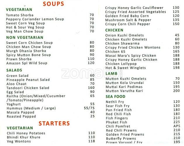 Wild Amazon Theme Restaurant Menu Zomato